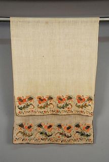 A LARGE TURKISH EMBROIDERED TOWEL, EARLY 20th C.