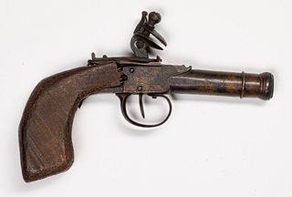 Brass barrel flintlock pistol