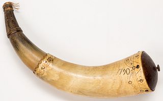 Scrimshaw powder horn, dated 1790