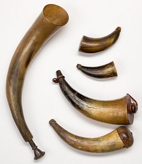 Four powder horns, early 19th c.