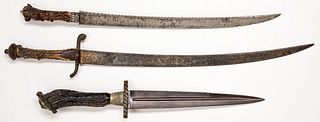 Two European stag handled short swords