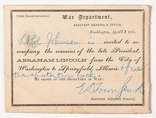 Scarce Abraham Lincoln funeral train pass