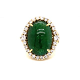 18k Diamond & Emerald Ring