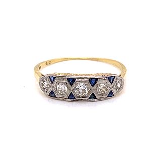 Art Deco 18k Sapphire Diamond Ring