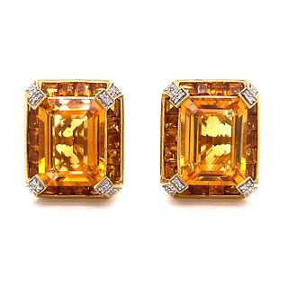 18k Citrine Diamond Earrings