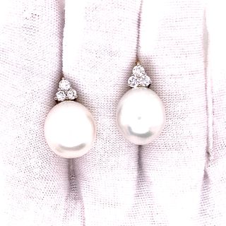 Gold Pearl Diamond Earrings
