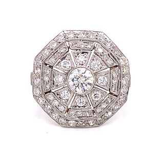 Platinum Diamond Octagon Ring