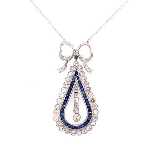 Platinum Diamond Sapphire Pendant