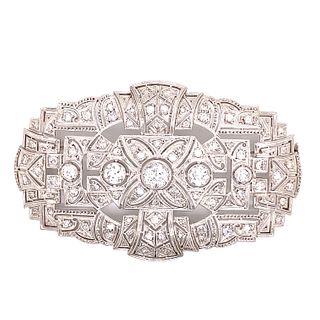 1920â€™s Platinum Diamond Bar Brooch