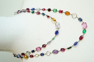 18k Multicolor Gems Necklace