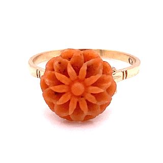 14k Coral Flower Ring