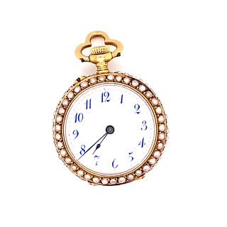 Victorian 14k Pearl Watch Pendant