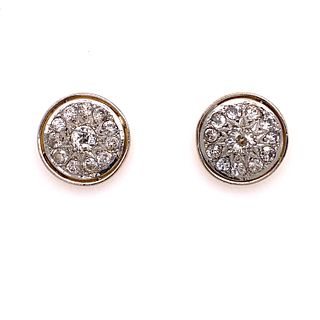 1920â€™s Platinum & Gold Diamond Stud Earrings
