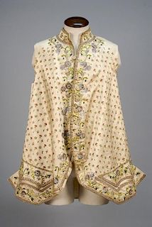 GENTS SILK EMBROIDERED WAISTCOAT FRONT with PASTE JEWELS, 1770-1780.