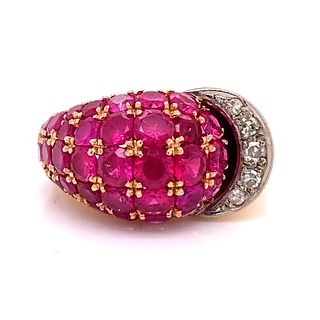 18k Art Deco Ruby Diamond Ring