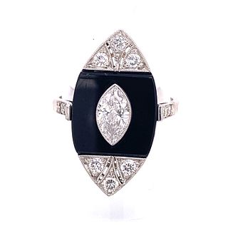 Platinum Onyx Diamond Ring