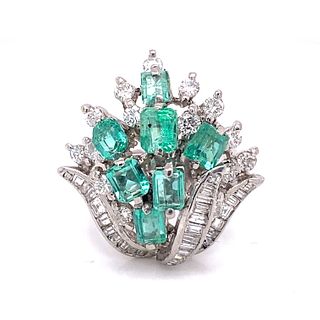 Retro 14k Emerald Diamond Ring