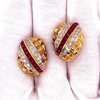18k Diamond Ruby Clip Earrings