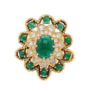 David Webb 18k EmeraldÂ  Diamond Ring