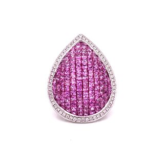 18k Pink Sapphire, Diamond Ring