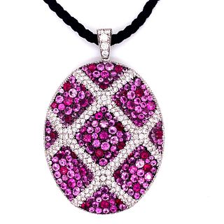 SALAVETTI 18k Diamond & Pink Sapphire Pendant