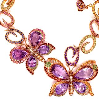 18k Multicolor Butterfly Necklace