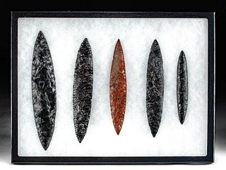 Lot of 5 Colima Obsidian Spearheads