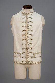 GENTS METALLIC EMBROIDERED COTTON WAISTCOAT, LATE 18th C.