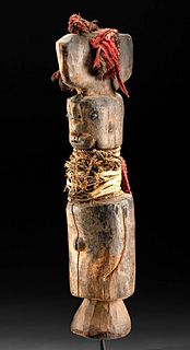 19th C. African Wurkun Wood Wundul Figure w/ Ornaments