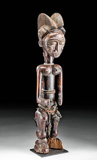 Early 20th C. African Wood, Cloth, & Bead Agni Figure
