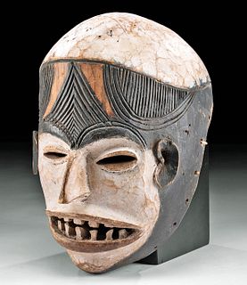 Early 20th C. Nigerian Igbo Wooden Helmet Mask