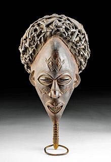 Early 20th C. African Chokwe Mwana Pwo Wood Mask