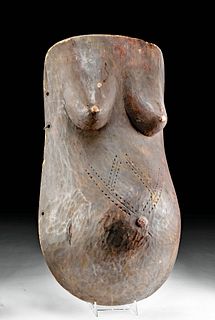 Early 20th C. African Makonde Wood Body Mask (Lipiko)
