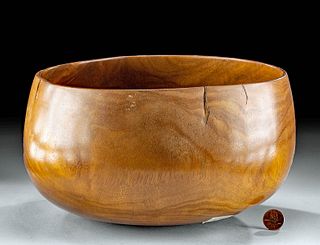 Late 19th C. Hawaiian Kamani Wood Calabash Bowl