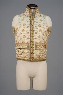 GENTS EMBROIDERED SILK WAISTCOAT, LATE 18th C.