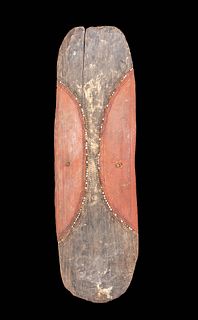 Vintage Papua New Guinea Wood Shield w/ Cowrie Shells
