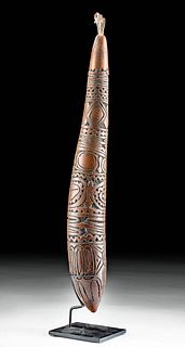 20th C. Papua New Guinea Gourd Lime Container w/ Bone