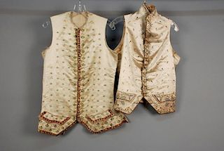 TWO GENTS SILK EMBROIDERED WAISTCOATS, 18th C.