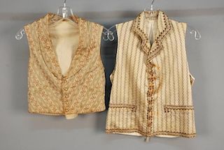 TWO GENTS SILK BROCADE WAISTCOATS, LATE 18th C and c. 1830.