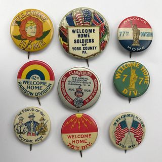 Group of 75 WWI Soldier Welcome Home Buttons