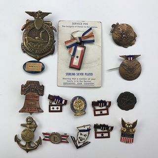 Large Group of 100 WWI Military Service Pins