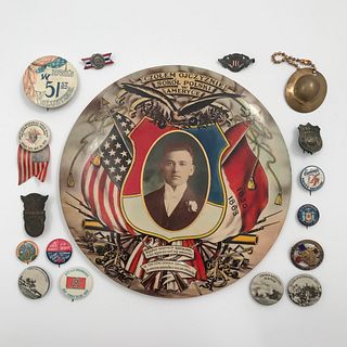 45 Varied Nice WWI Buttons and Pins Including a 9"