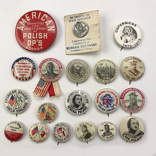 Group of 69 WWI WWII Poland Relief & History Buttons