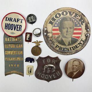 Group of 60 Herbert Hoover Buttons & Pins