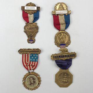 Group of 9 1908-1916 Democratic Convention Delegate and other Ribbons & Medals