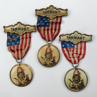 Group of 11 1896-1906 Democratic Convention Delegate Ribbons and Tammany Medals