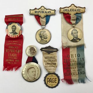 Group of 15 1889-1903  Republican Convention Ribbons & Pins