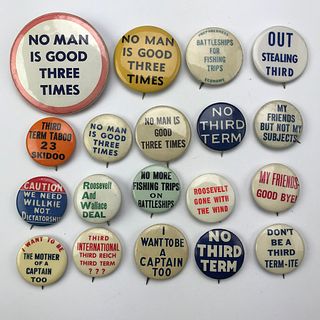 Group of 65 Anti FDR Franklin Roosevelt Political Buttons