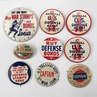 Group of 50 WWII War Loan Bonds & Stamps Buttons