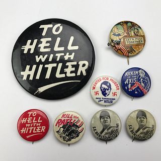 Group of 30 WWII Anti Axis European Theater Buttons Pinbacks